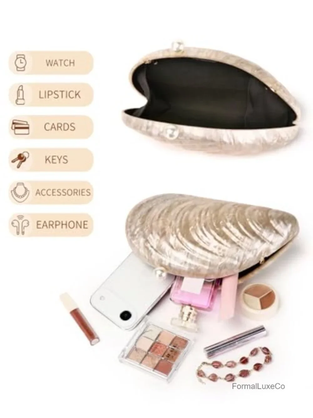 Acrylic Clutch Purse with Detachable Chain for Wedding Party Events